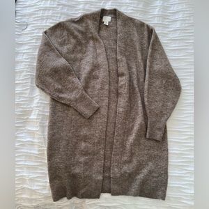 Long taupe cardigan, size small